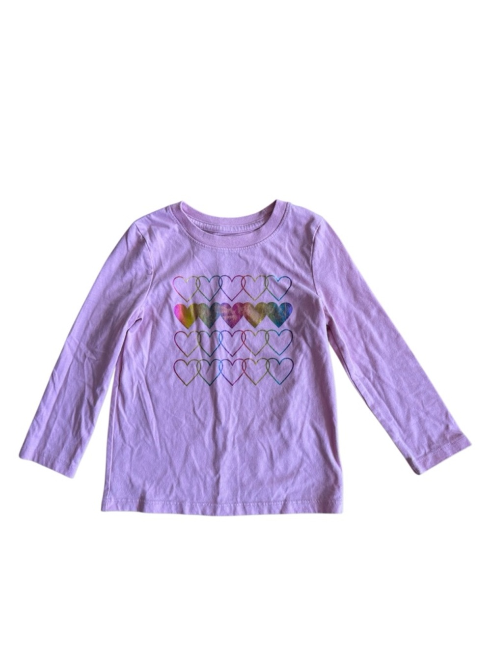 Cat & Jack Kids Pink Colorful Heart Long Sleeve T Shirt Top Size 3T
